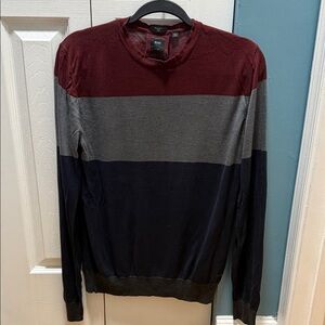 BOSS Men's Colorblock Sweater - Burgundy, Gray, Navy